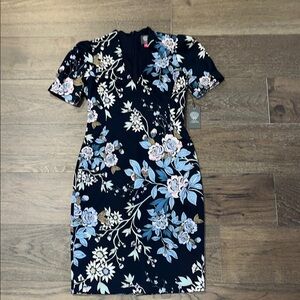 Floral Navy Ground Fitted Sheath